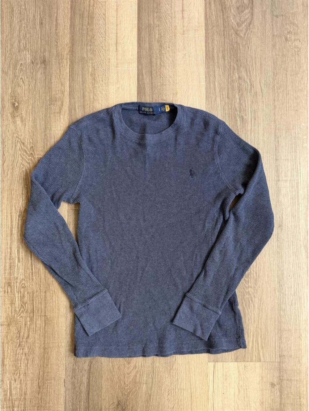 Polo Ralph Lauren Navy Blue Waffle Knit Long Sleeve Shirt sz S